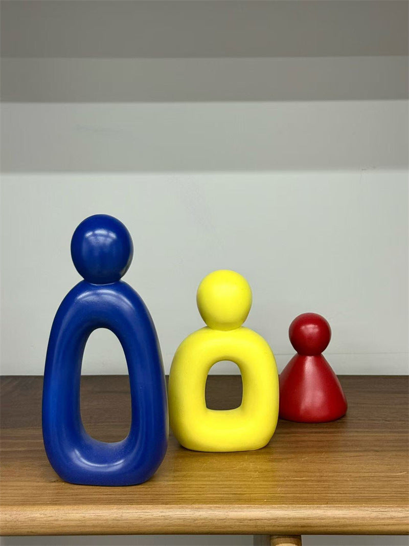 Abstract Family Figurine Statue Set, Modern Minimalist 3‑Piece Family Sculpture for Shelf Table Home Decor