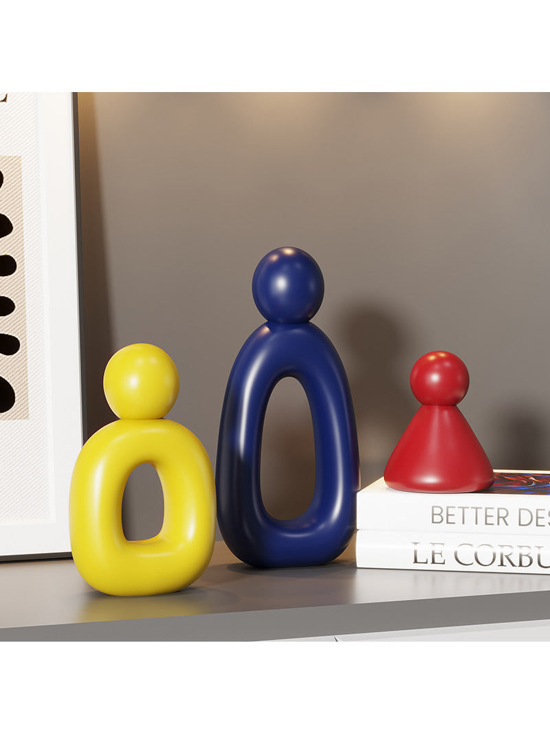 Abstract Family Figurine Statue Set, Modern Minimalist 3‑Piece Family Sculpture for Shelf Table Home Decor