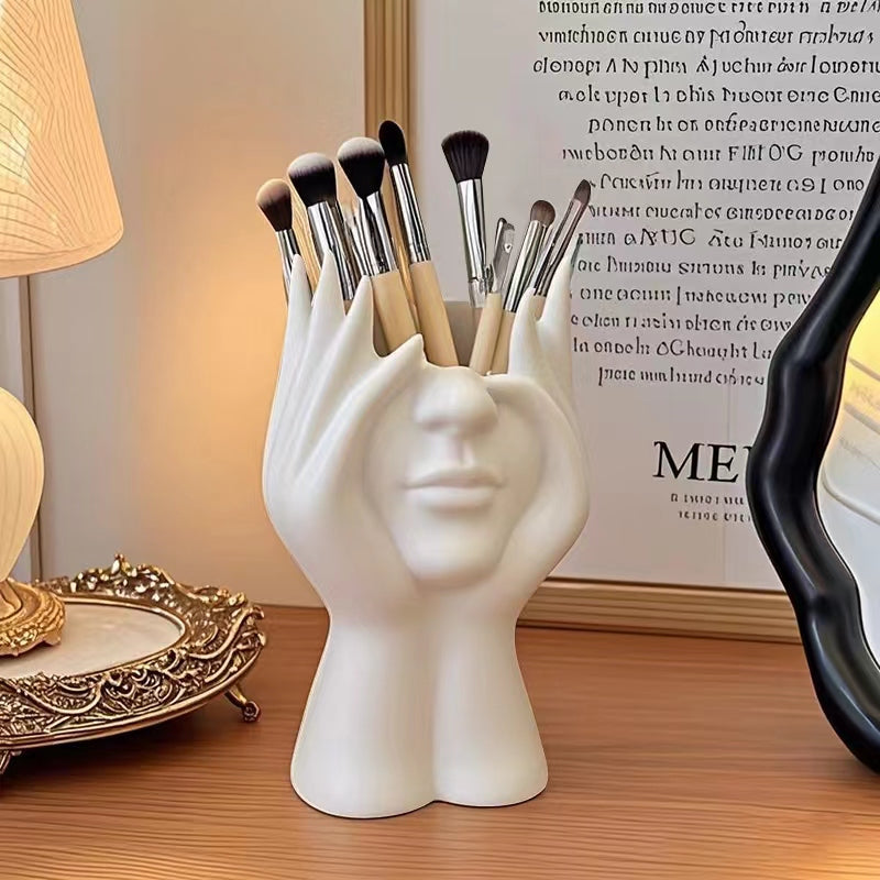 Abstract Figure Ceramic Pen Holder - Artistic and Functional Desk Organizer