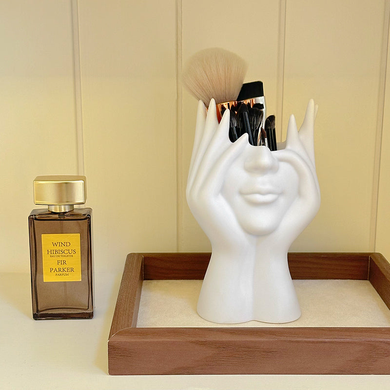 Abstract Figure Ceramic Pen Holder - Artistic and Functional Desk Organizer