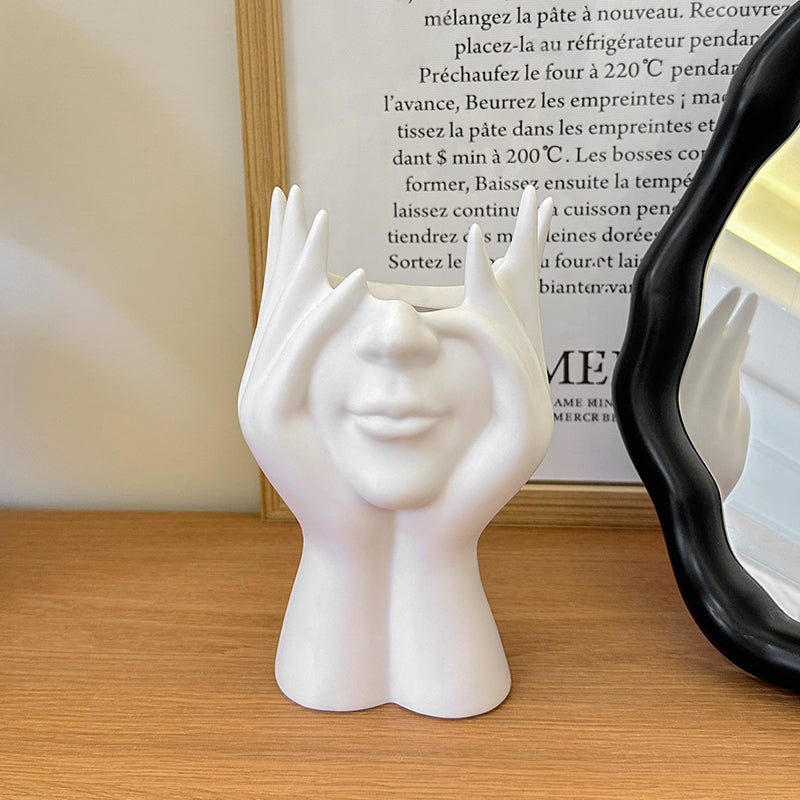 Abstract Figure Ceramic Pen Holder - Artistic and Functional Desk Organizer
