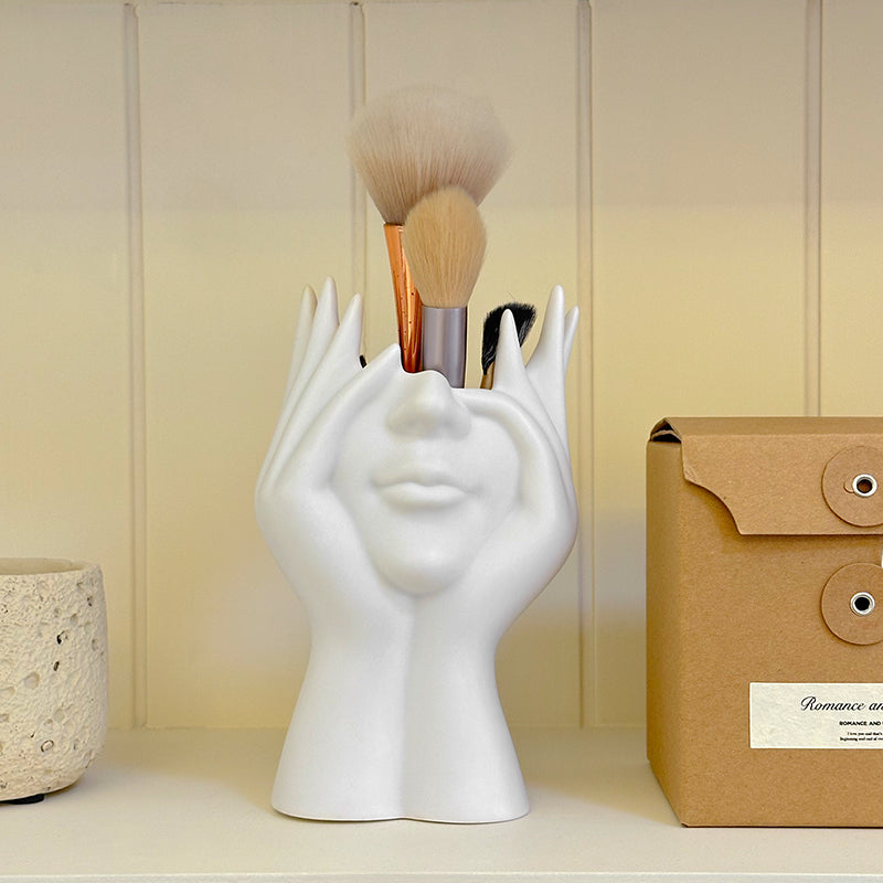 Abstract Figure Ceramic Pen Holder - Artistic and Functional Desk Organizer