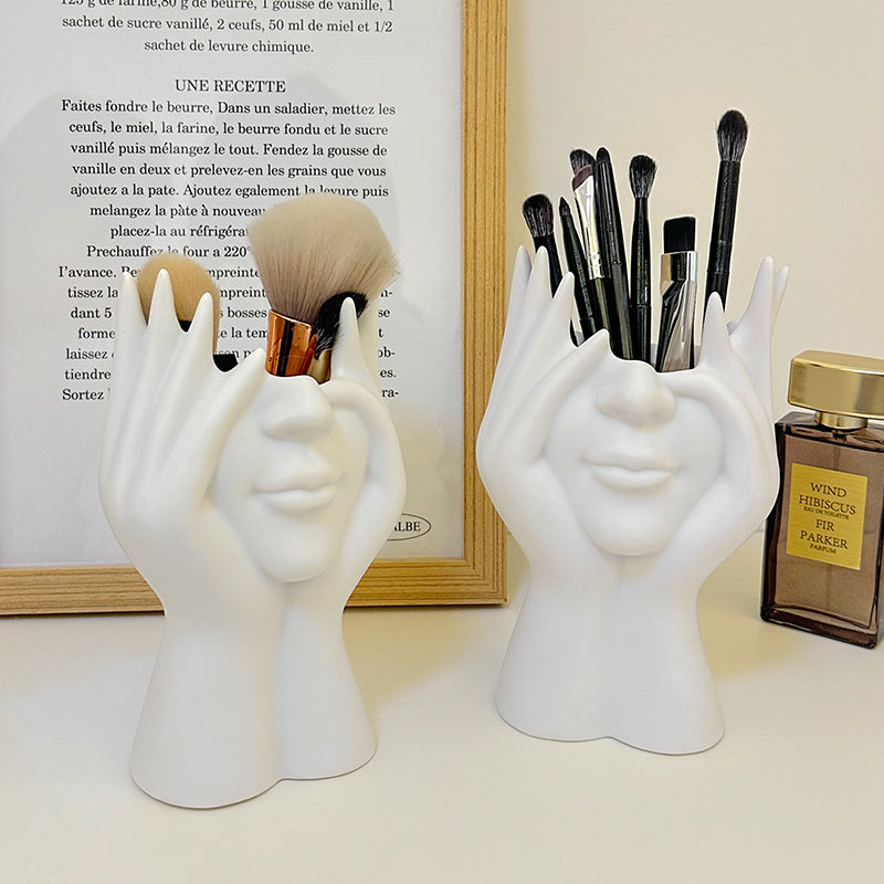 Abstract Figure Ceramic Pen Holder - Artistic and Functional Desk Organizer