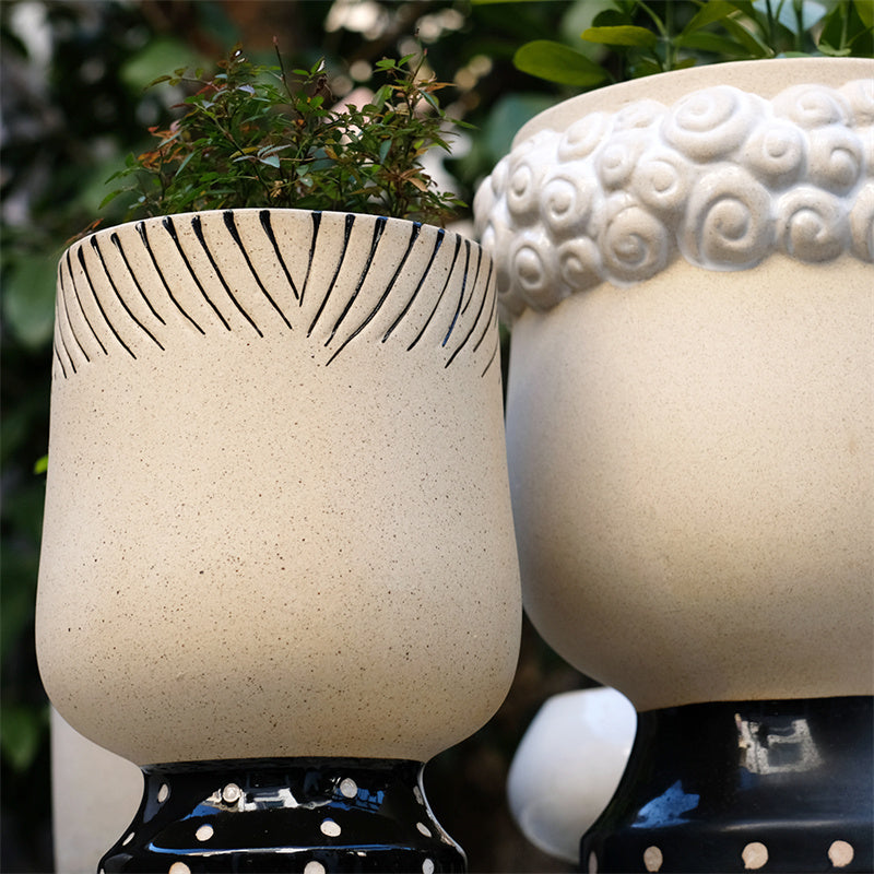 Abstract Human Face Ceramic Flower Pots - For Home & Office, Artistic Desk Decor Sculptural