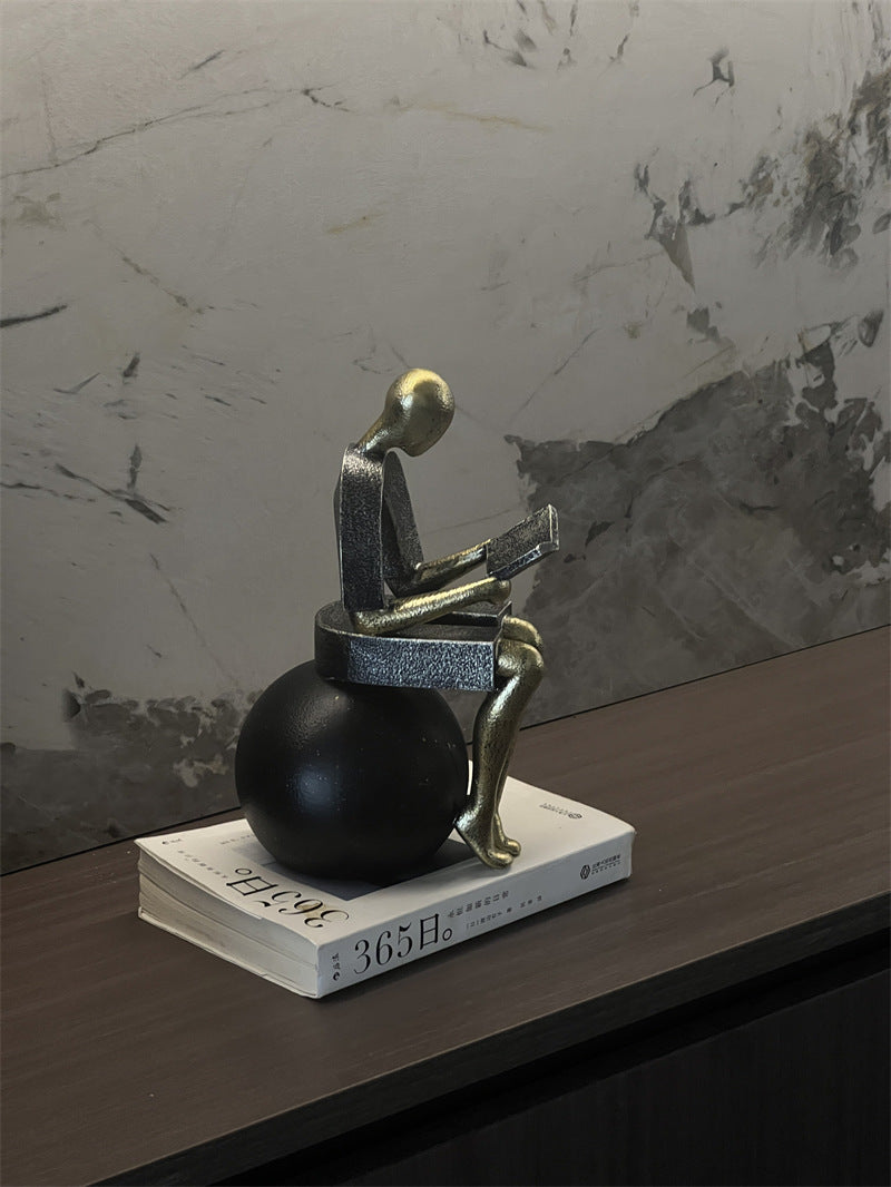 Abstract Reader Figure Bookends – Modern Minimalist Resin Decorative Sculpture Set – Intellectual Home Office Shelf Decor & Book Organizer