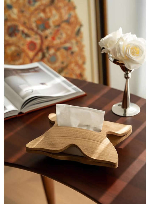 Abstract wooden butterfly art tissue box, simple office decoration