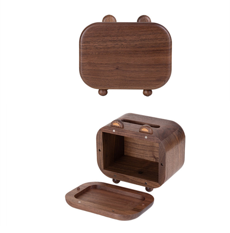 Adorable Bear Wooden Tissue Box - Black Walnut Design Home Decor