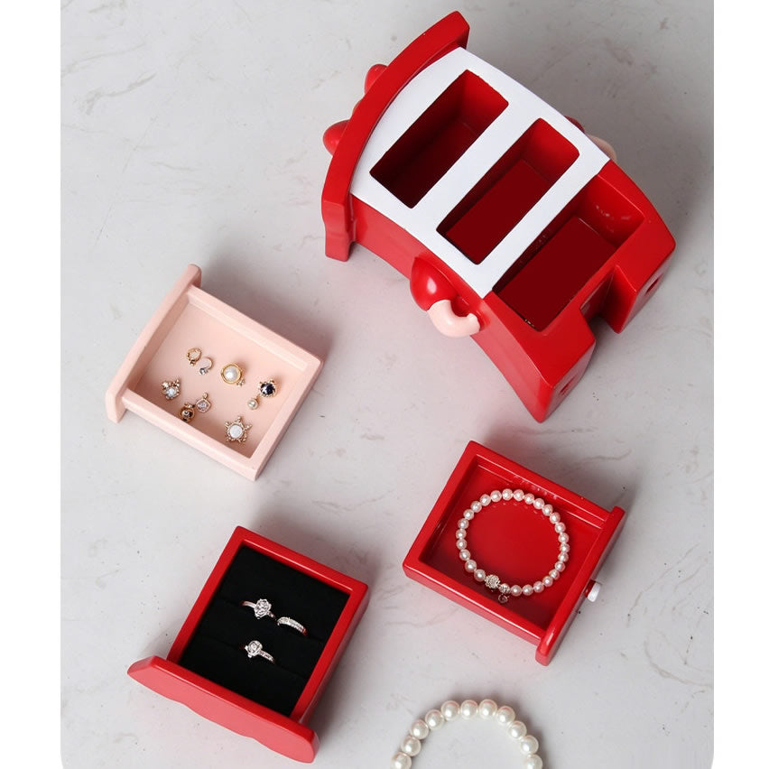 Adorable Kawaii Cartoon Character Jewelry Storage Box, Multi‑Compartment Trinket Organizer with Pull‑Out Drawers