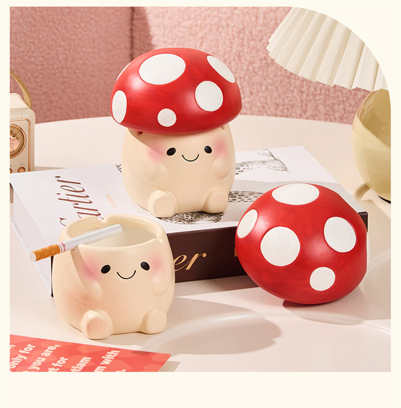 Adorable Mushroom Shaped Ceramic Ashtrays,Fun Cartoon Doll Decoration