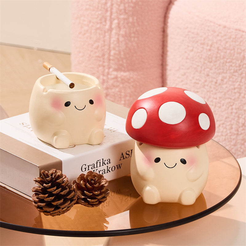 Adorable Mushroom Shaped Ceramic Ashtrays,Fun Cartoon Doll Decoration
