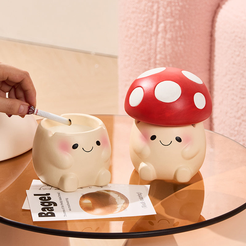 Adorable Mushroom Shaped Ceramic Ashtrays,Fun Cartoon Doll Decoration