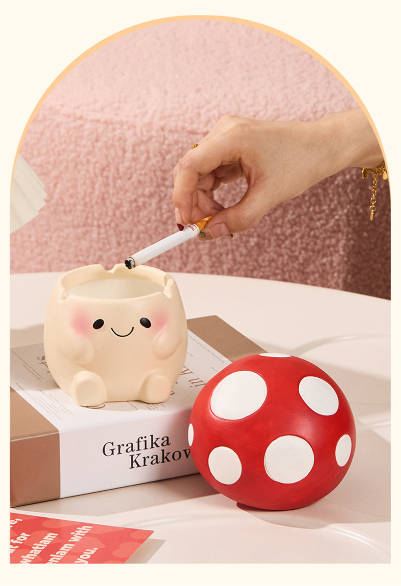 Adorable Mushroom Shaped Ceramic Ashtrays,Fun Cartoon Doll Decoration