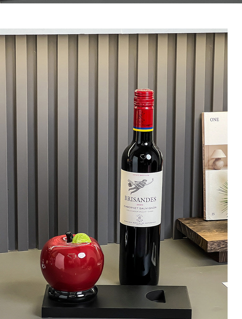 Red Apple Art Wine Rack & Bottle Holder for Home Kitchen Bar Desktop Organization Decor