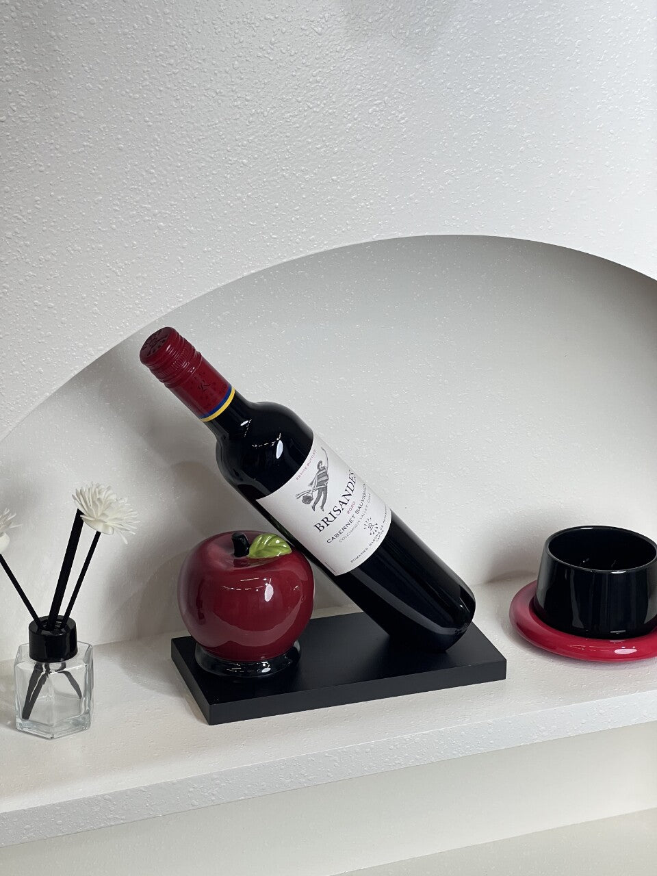 Red Apple Art Wine Rack & Bottle Holder for Home Kitchen Bar Desktop Organization Decor