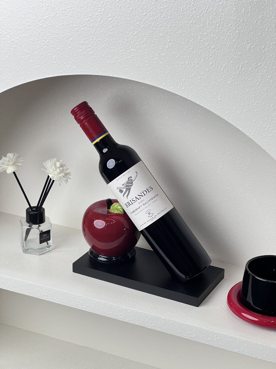 Red Apple Art Wine Rack & Bottle Holder for Home Kitchen Bar Desktop Organization Decor