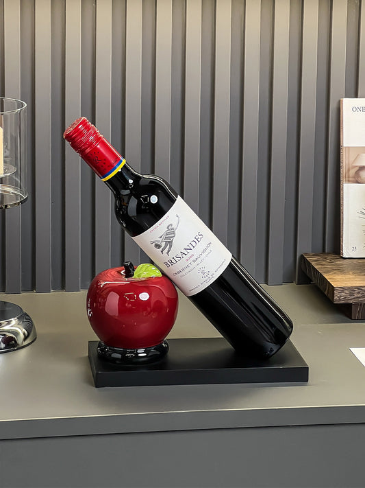 Red Apple Art Wine Rack & Bottle Holder for Home Kitchen Bar Desktop Organization Decor