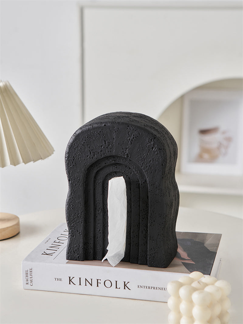 Arch-Shaped Tissue Box  - Minimalist Textured Decor for Living Rooms, Desks & Offices