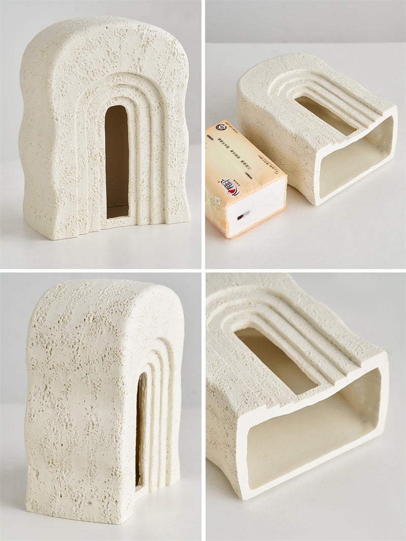 Arch-Shaped Tissue Box  - Minimalist Textured Decor for Living Rooms, Desks & Offices