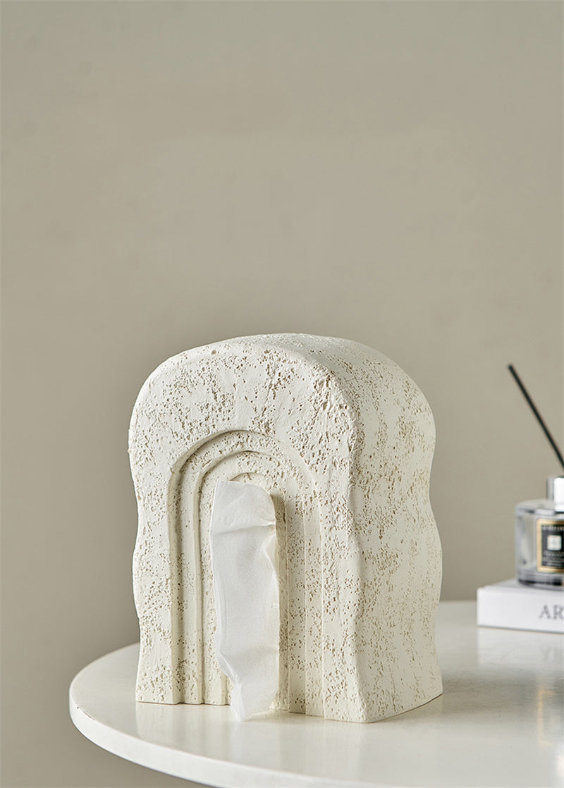 Arch-Shaped Tissue Box  - Minimalist Textured Decor for Living Rooms, Desks & Offices