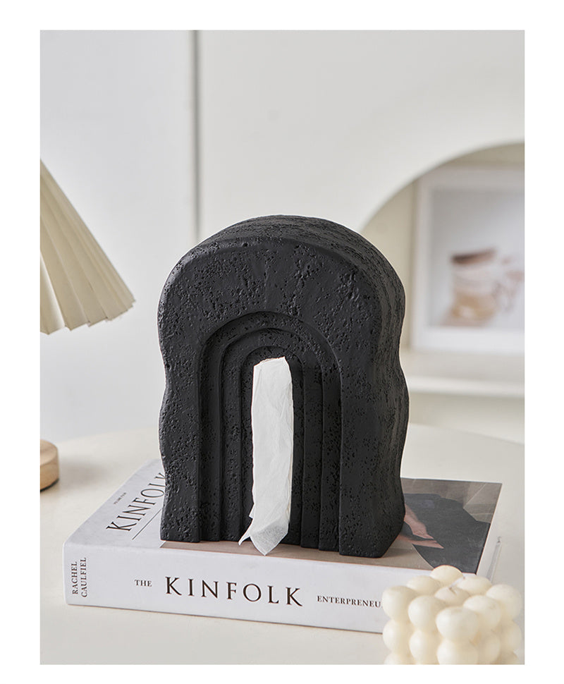 Arch-Shaped Tissue Box  - Minimalist Textured Decor for Living Rooms, Desks & Offices