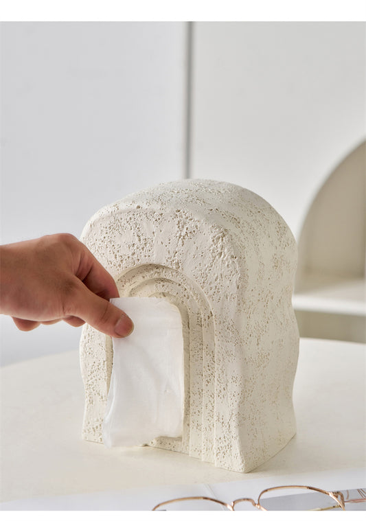 Arch-Shaped Tissue Box  - Minimalist Textured Decor for Living Rooms, Desks & Offices