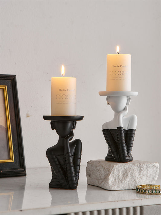 Artistic Human - Figure Candle Holders: Black and White Elegance