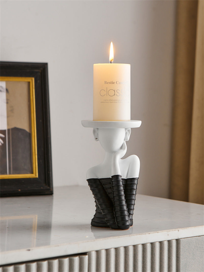 Artistic Human - Figure Candle Holders: Black and White Elegance