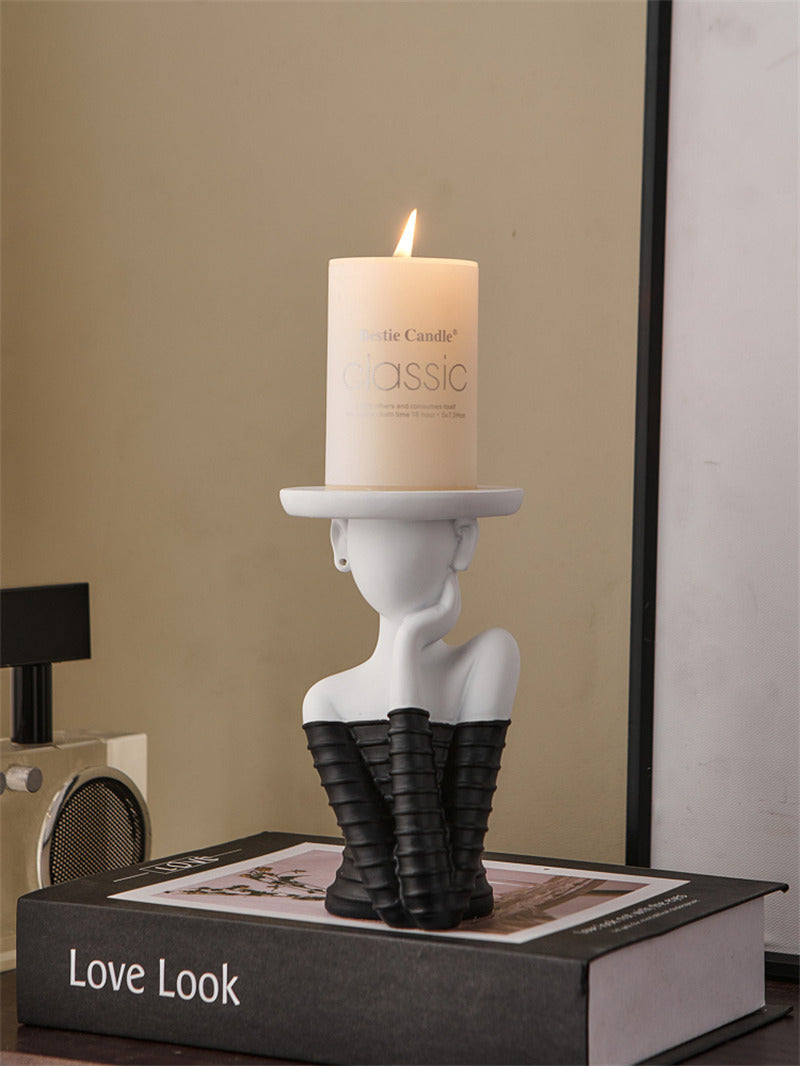 Artistic Human - Figure Candle Holders: Black and White Elegance