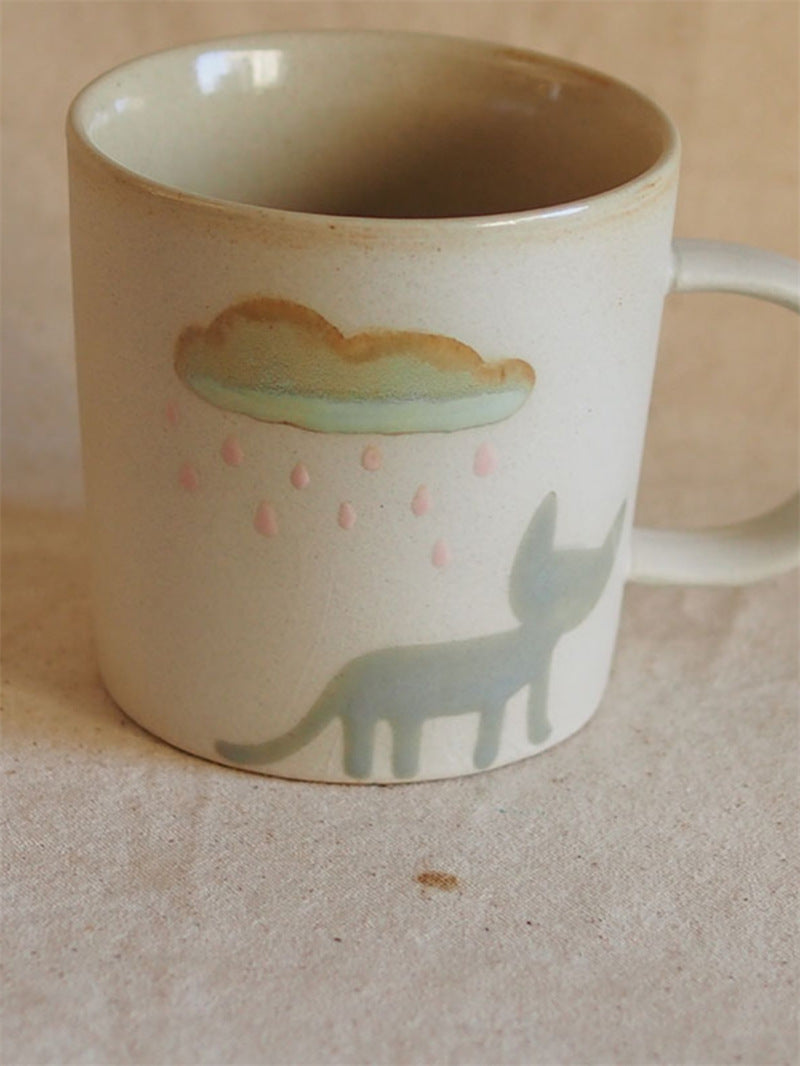 Artistic Vintage Abstract Cat Mug - Unique and Stylish Ceramic Cup