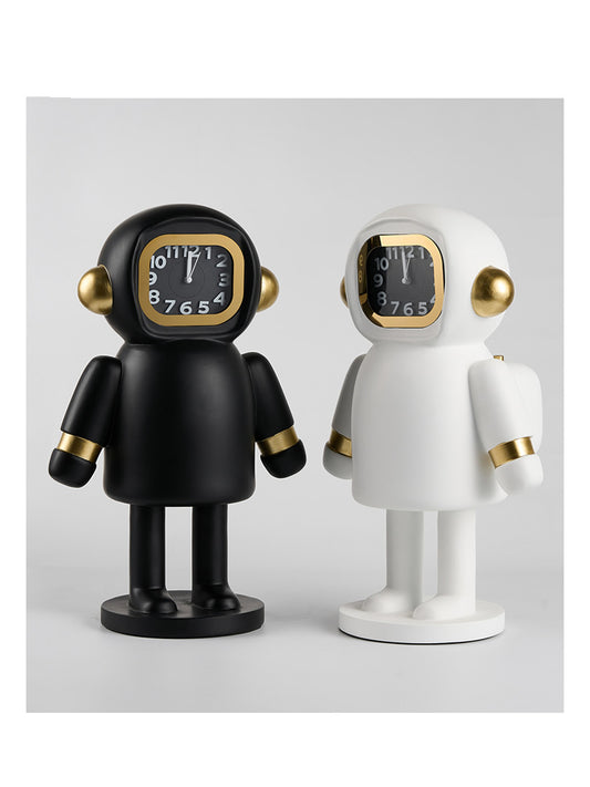 Astronaut Desk Clock - Gold Accent Space-Themed Analog Clock,Art Decor for Home & Office