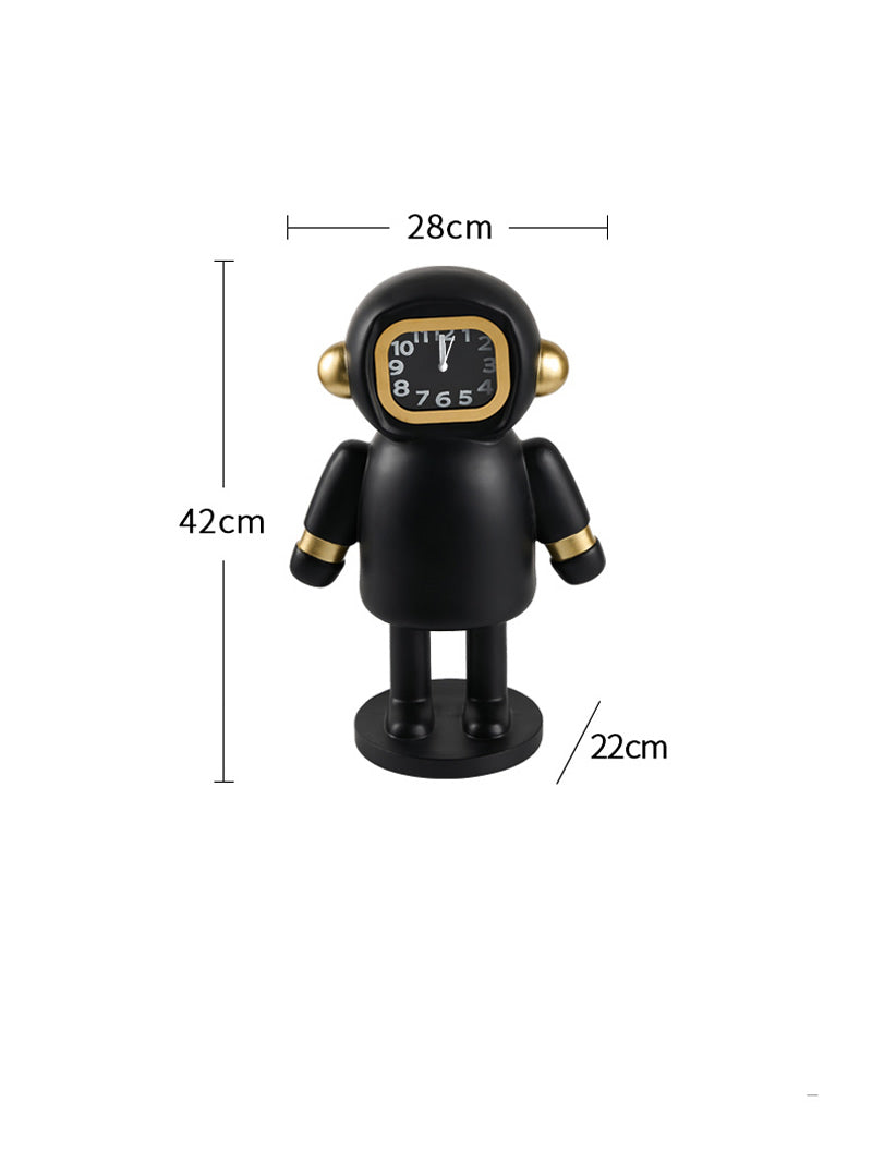 Astronaut Desk Clock - Gold Accent Space-Themed Analog Clock,Art Decor for Home & Office