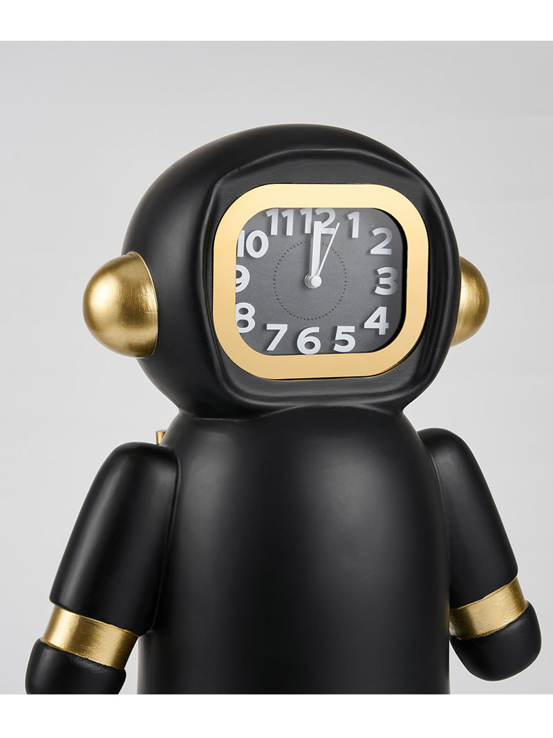 Astronaut Desk Clock - Gold Accent Space-Themed Analog Clock,Art Decor for Home & Office