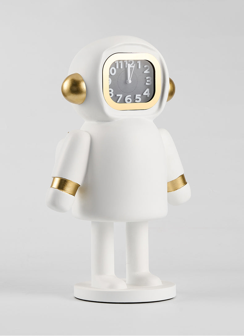 Astronaut Desk Clock - Gold Accent Space-Themed Analog Clock,Art Decor for Home & Office