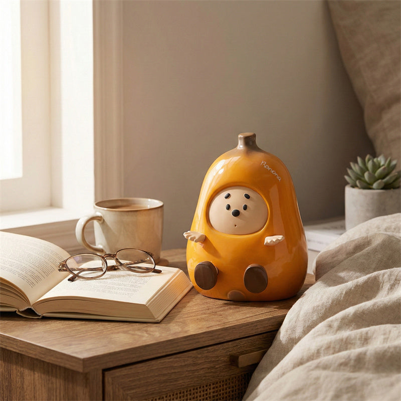 Banana Man Ceramic Desktop Organizer - Phone Stand & Tissue Holder for Desk