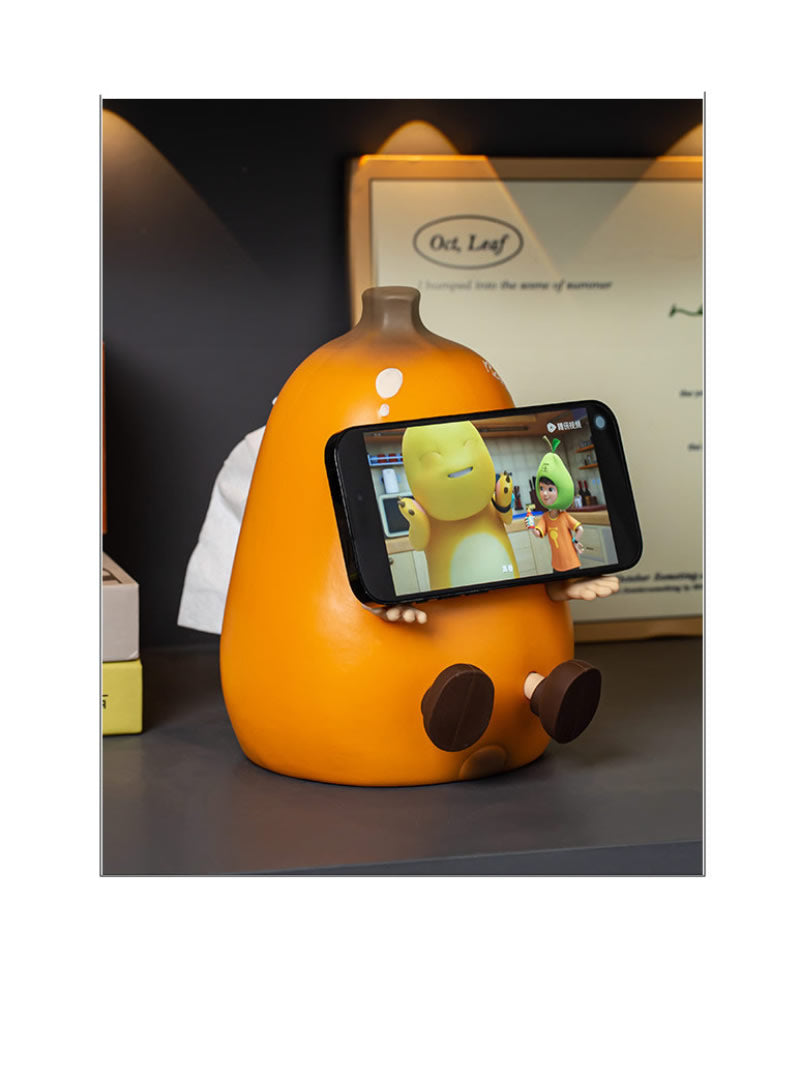 Banana Man Ceramic Desktop Organizer - Phone Stand & Tissue Holder for Desk