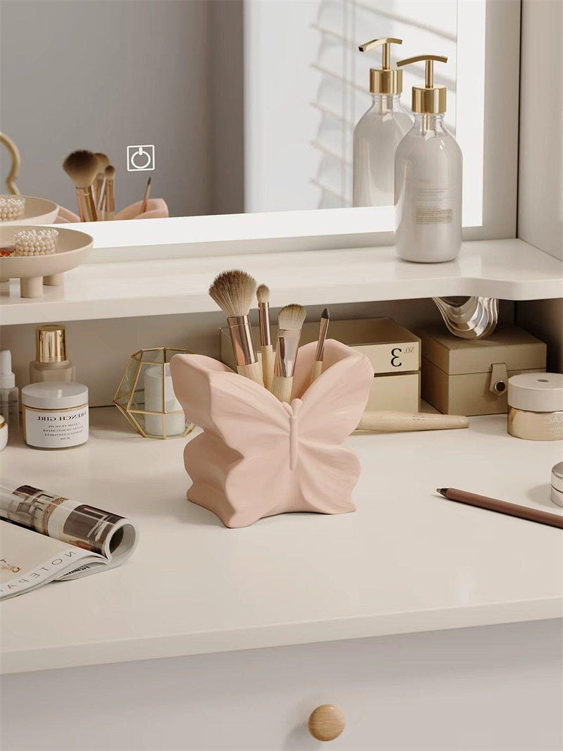 Beautiful Butterfly-Shaped Ceramic 2-in-1 Vase & Desk Organizer,Remote Control Holder
