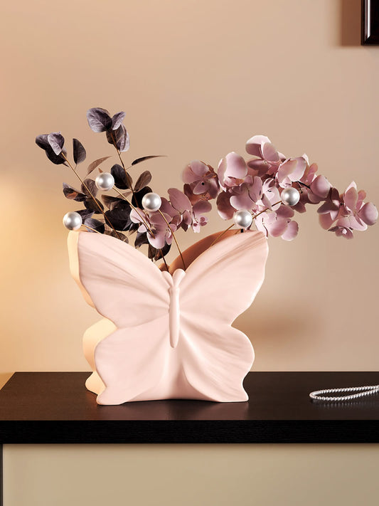 Beautiful Butterfly-Shaped Ceramic 2-in-1 Vase & Desk Organizer,Remote Control Holder