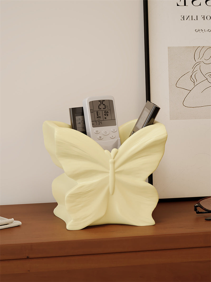 Beautiful Butterfly-Shaped Ceramic 2-in-1 Vase & Desk Organizer,Remote Control Holder