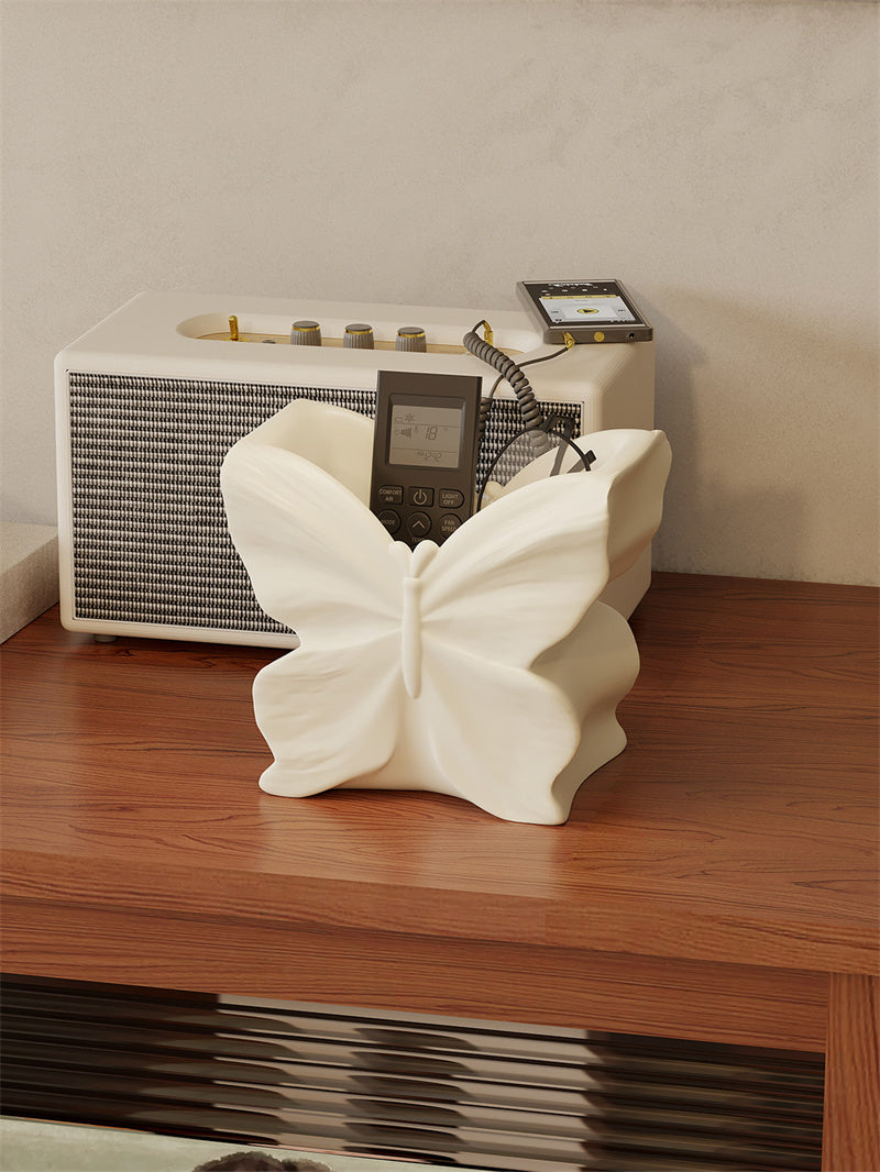 Beautiful Butterfly-Shaped Ceramic 2-in-1 Vase & Desk Organizer,Remote Control Holder