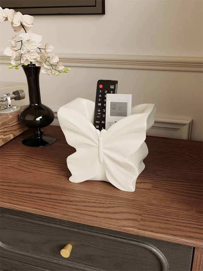 Beautiful Butterfly-Shaped Ceramic 2-in-1 Vase & Desk Organizer,Remote Control Holder