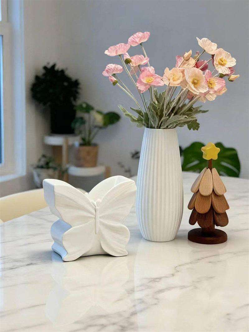 Beautiful Butterfly-Shaped Ceramic 2-in-1 Vase & Desk Organizer,Remote Control Holder