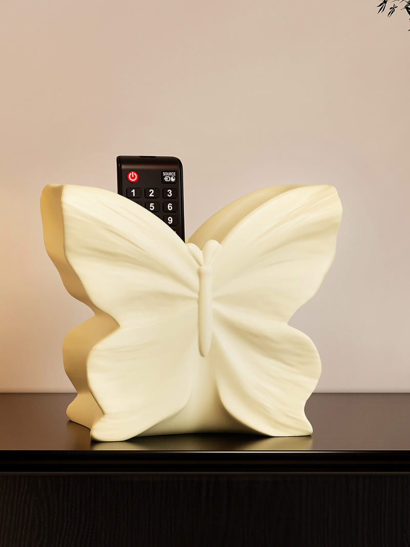 Beautiful Butterfly-Shaped Ceramic 2-in-1 Vase & Desk Organizer,Remote Control Holder