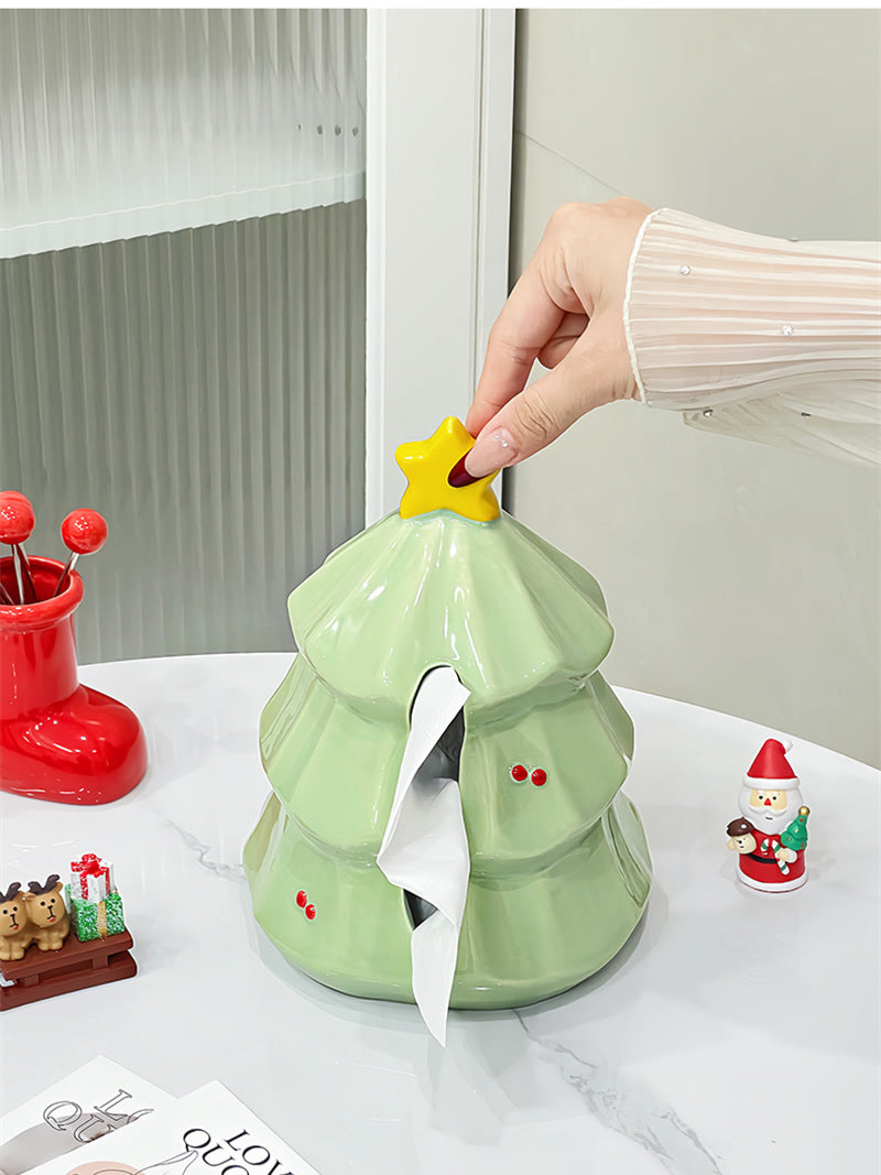 Beautiful Christmas tree art tissue box, home office decoration