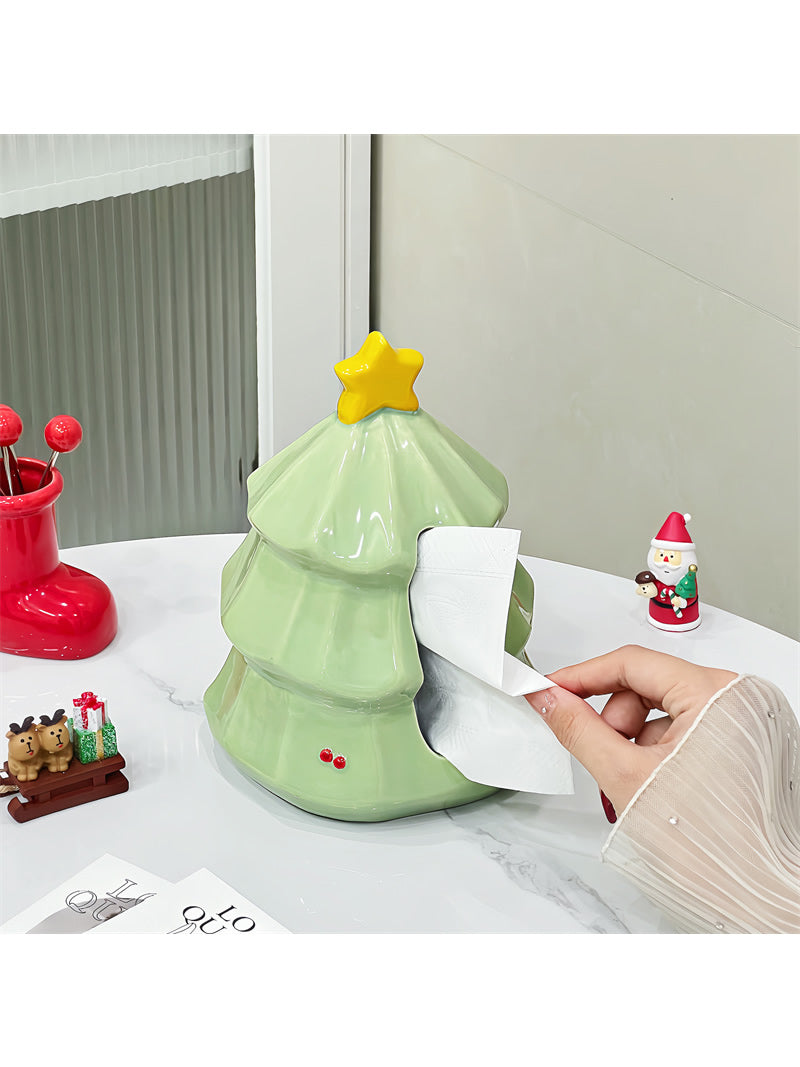 Beautiful Christmas tree art tissue box, home office decoration
