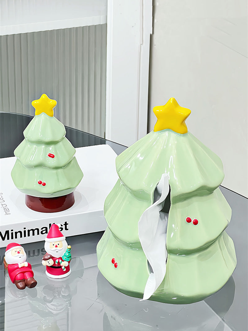 Beautiful Christmas tree art tissue box, home office decoration