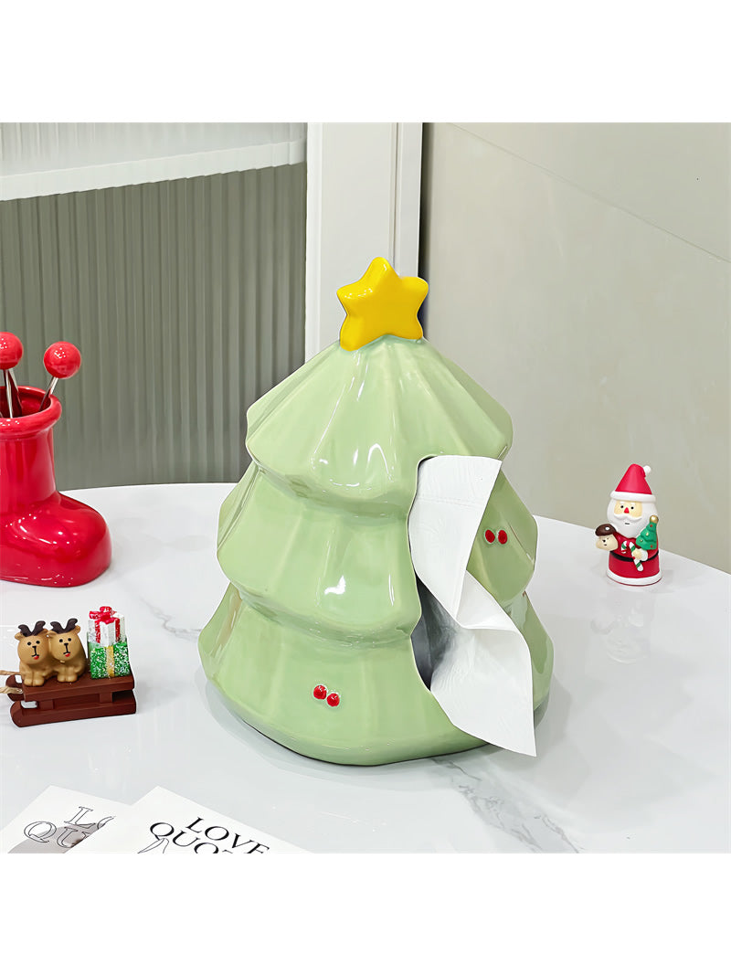 Beautiful Christmas tree art tissue box, home office decoration