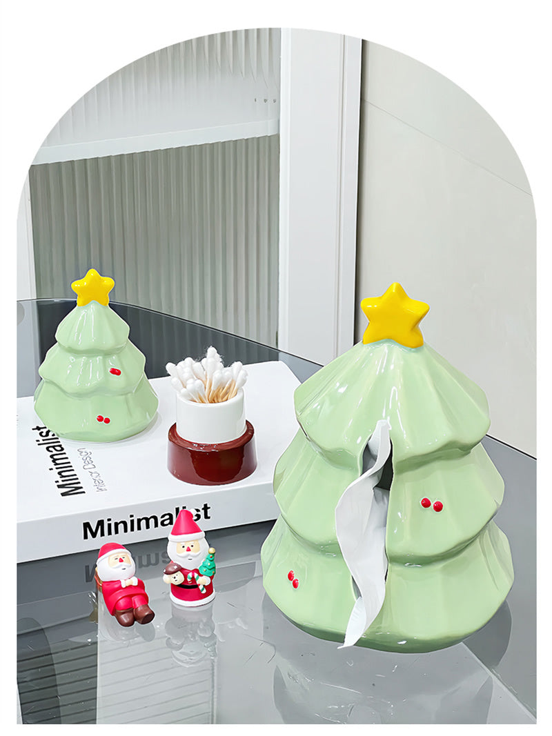 Beautiful Christmas tree art tissue box, home office decoration