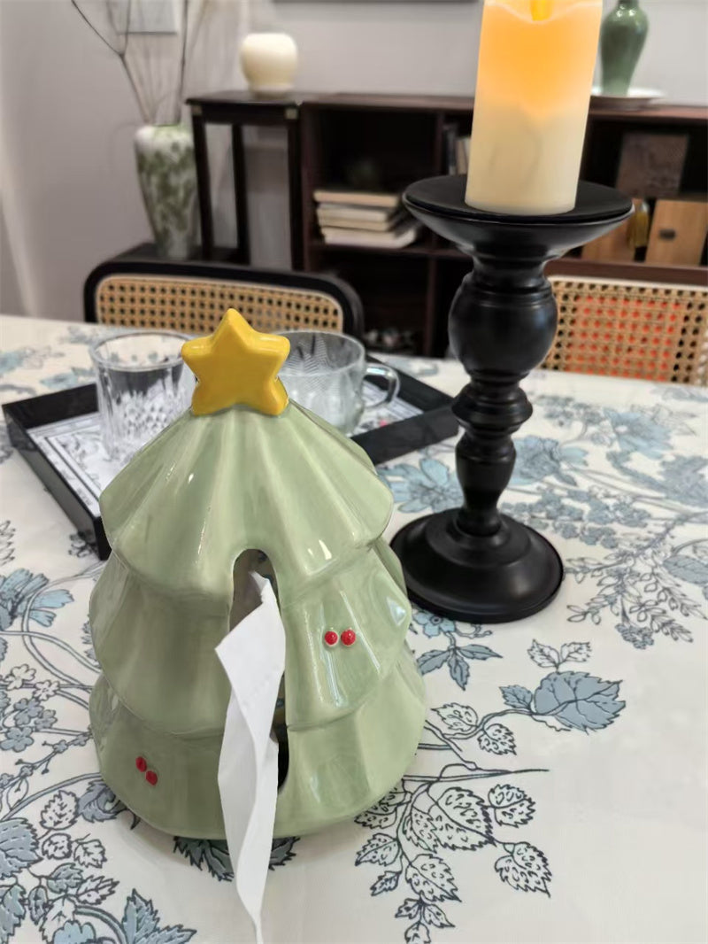 Beautiful Christmas tree art tissue box, home office decoration