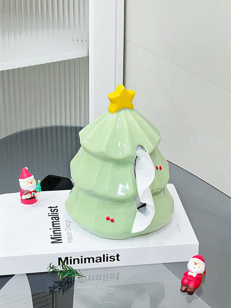 Beautiful Christmas tree art tissue box, home office decoration