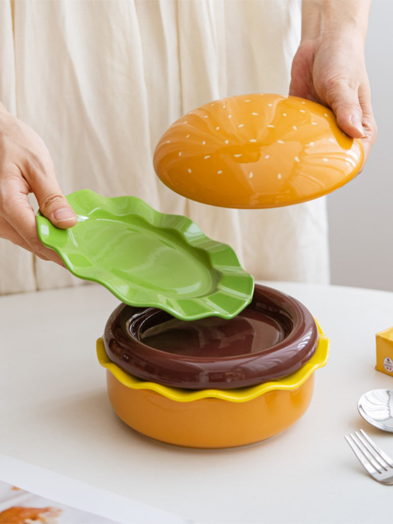 Beautiful folding hamburger ceramic dish, kitchen decoration,dessert plate